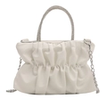 Bolso nube blanco plisado con asa de cristales y una correa de cadena plateada - Blanco