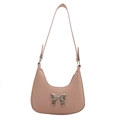 Elegante rosa Hobo-Schultertasche mit silberner Metallschleife aus mattem PU-Leder - Rosa