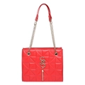 Borsa a tracolla trapuntata rossa con logo dorato e nappa con finitura lucida - Rosso