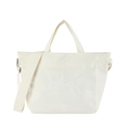 Borsa tote bianca in velluto a coste con ricamo Fashion e tracolla regolabile - Bianco Sporco