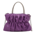 Sac à bandoulière plissé violet avec poignée en strass et chaîne en métal argenté - Violet