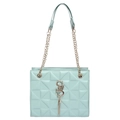 Chic mint green quilted crossbody bag with gold-tone hardware and chain strap detail - Mint Green