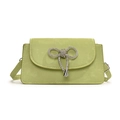 Minimalist light green crossbody bag with sparkling rhinestone bow and adjustable strap - Green