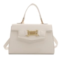 Borsa a mano minimalista bianca da donna con decorazione a catena dorata elegante - Bianco