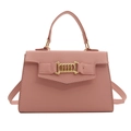 Chic pink square shoulder bag for women with gold chain link and detachable strap - Pink