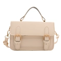 Minimalistische roomwitte crossbody tas met gouden gespen en handig handvat voor dames - Wit