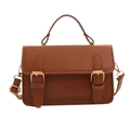 Klassieke karamelbruine retro crossbody tas met goudkleurige hardware en handvat - Bruin