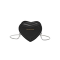 Fashionable heart-shaped black chain crossbody bag with golden lettering and silver strap - Black