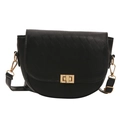 Bolso bandolera negro acolchado con cierre dorado y correa ajustable elegante - Negro