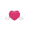 Cute heart-shaped crossbody bag in hot pink PU leather with metallic chain strap - Rose Red