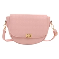 Bolso bandolera rosa acolchado con rombos y cierre giratorio de metal dorado elegante - Rosa
