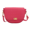Bolso de hombro acolchado magenta con cierre dorado y correa ajustable de PU - rosa intenso