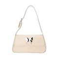 Elegante borsa tote beige con stemma a farfalla argentata e tracolla in pelle - Bianco Sporco