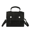 Großer schwarzer Vintage Canvas Rucksack mit runden Metalldruckknöpfen und Schultergurten - Schwarz