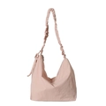 Borsa tote in nylon rosa con tracolla arricciata alla moda e interno capiente - Rosa