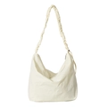 Borsa hobo minimalista in nylon bianco crema con tracolla a nuvola arricciata - Bianco Sporco
