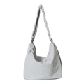 Borsa a tracolla minimalista in nylon beige con elegante tracolla a pieghe di tendenza - Blu