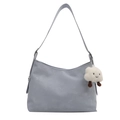 Minimalist light blue-grey crossbody shoulder bag with a cute white cloud plush charm - With Ornament / Blue