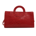 Sac à main rouge gaufré crocodile pour femme avec poignée ronde et bandoulière - Rouge