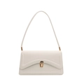 Bolso de hombro minimalista de cuero blanco crema con cierre dorado y diseño elegante - Blanco