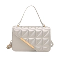 Quilted silver crossbody bag with metallic finish and gold decorative hardware - Silver