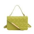 Quilted geometric shoulder bag in avocado green with elegant gold metal buckle - Fluorescent Green