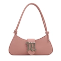 Bolso baguette de cuero rosa con hebilla M plateada y detalles de correa anudada - Rosa