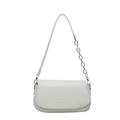 Chic white crossbody bag with silver chain detail and minimalist front lettering - White