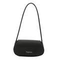 Minimalist black matte crossbody bag with silver fashion print and cylindrical strap - Black