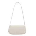 Minimalist cream shoulder underarm bag with silver Fashion print for a trendy look - White