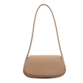 Minimalist khaki saddle shoulder bag in smooth faux leather with silver Fashion print - Khaki