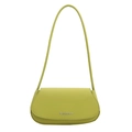 Minimalist avocado green shoulder bag in matte PU leather with silver Fashion lettering - Green
