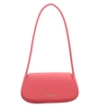 Minimalist pink saddle bag with silver Fashion print and sleek adjustable shoulder strap - Deep Pink