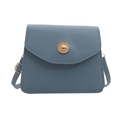 Sac bandoulière en cuir bleu Morandi chic avec boucle en métal doré ronde - Bleu