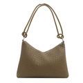 Minimalistische olijfgroene crossbodytas met textuur leer en geknoopte schouderband - Groen (Geweven)
