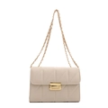 Elegante borsa a tracolla trapuntata beige con catena dorata e chiusura in metallo - Beige