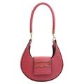 Rosafarbene Hobo-Tasche mit Krokodilledermuster und goldener Metallschnalle für Damen - Rosa