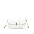 Minimalist white shoulder bag featuring a gold metal clasp and chain strap detail - White