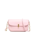 Minimalist pink crossbody bag featuring a golden vertical clasp and chain strap - Pink