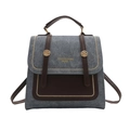 Zaino vintage in denim e pelle con borchie dorate e manico per le donne - Blu