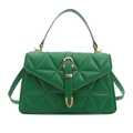 Quilted emerald green handbag with gold buckle and adjustable shoulder strap - Green