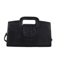Sac à main classique noir à motif crocodile avec poignée élégante et fermeture aimantée - Noir