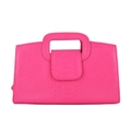 Sac à main rose vif avec texture crocodile et poignée carrée de forme trapézoïdale - Rose Rouge