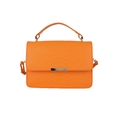 Chic orange leather handbag with snakeskin embossing and elegant gold hardware - Orange