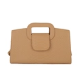 Sac à main beige tendance à motif crocodile avec poignée creuse et bandoulière - Kaki