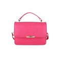 Chic magenta handbag with crocodile texture and golden clasp for crossbody wear - Rose Red