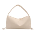 Bolso de hombro minimalista crema en cuero sintético suave con detalles de cordón laterales - Blanco