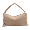 Bolso hobo minimalista caqui con correa ancha y cordones decorativos en los laterales - Caqui