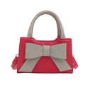 Pink crossbody bag for women with oversized silver sequin bow and matching handle - Rose Pink
