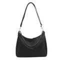 Sac bandoulière noir en demi-lune avec chaîne argentée et bandoulière réglable - Noir
